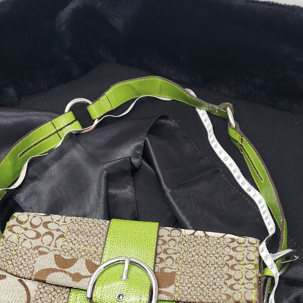 Coach Signature Patchwork Canvas Python Buckle Shoulder Bag - Picture 9 of 11
